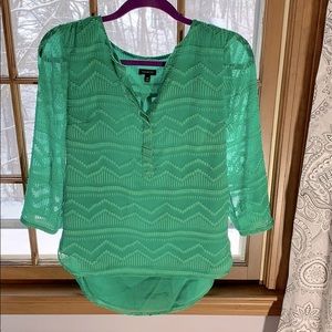 Green Talbots top, 3/4 sleeve, XS